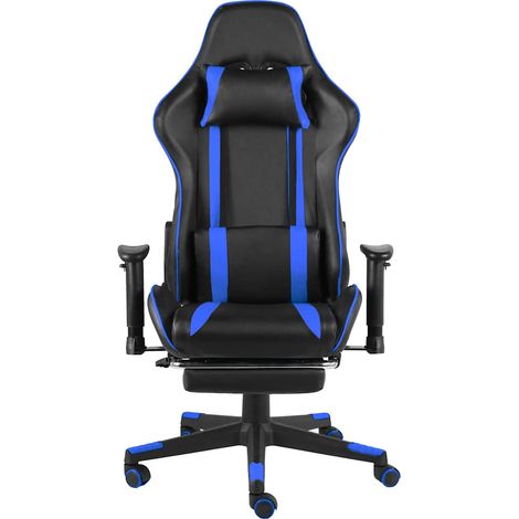 Maison Exclusive - Sedia da Gaming Girevole con Poggiapiedi Blu in PVC (1/5)