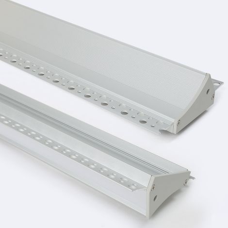 Aluminiumprofil Einbau für Gips/Stuckdecke für LED Streifen bin20mm Aluminium 2 m Weiß transluzent (1/5)