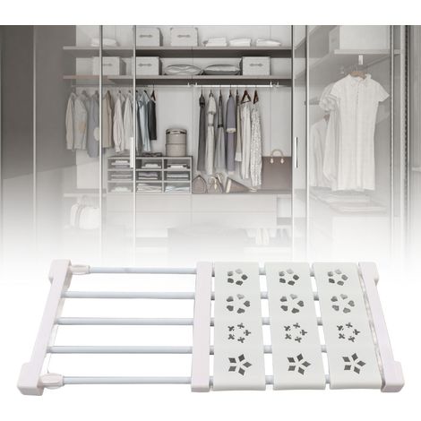 Séparateurs/étagères de rangement à motif floral blanc pour armoire/meuble/meuble à chaussures, étagères de rangement extensibles sans clous, longueur d'étagère 38-55CM. (1/5)