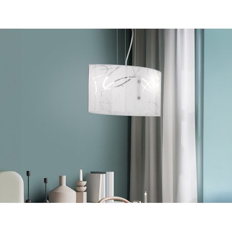 Pendelleuchte SPIRELLI mit satiniertem Glas Lampenschirm mit Dekor, B: 40cm (1/5)