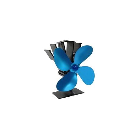 Ventilateur à 4 pales pour poêle à bois – Économie de combustible, chauffage écologique et efficace (bleu) (1/5)