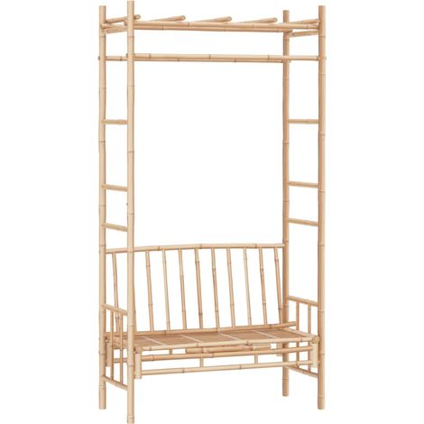 Banc de jardin Banc extérieur Banquette de jardin avec pergola 116 cm Bambou (1/5)