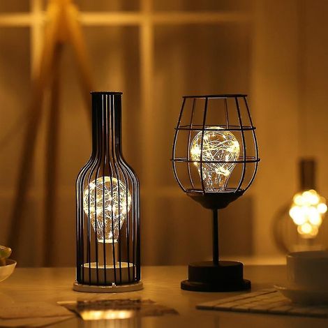 Vintage-Schlafzimmerlampe aus Schmiedeeisen in Form eines Weinglases, dekoratives, batterieloses Nachtlicht (Weinglas) Cy-Weingläser- (1/5)