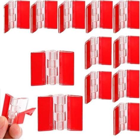Charnière, Lot de 12 charnières en acrylique transparent - 35 x 30 mm Petites charnières de piano - En plastique transparent - Pour armoire, tiroir (1/4)