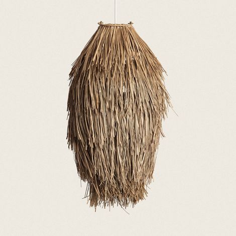Lámpara Colgante Fibras Naturales Ramé Textil Blanco