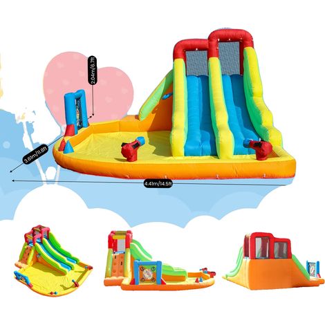 Toboggan Gonflable et Maison de Saut, Tissu Oxford Durable, Installation Facile, 14.5x11.8x6.7ft (1/2)