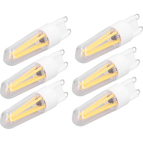 Lot de 10 ampoules LED G9 3W 200LM à filament long pour lustre, plafonnier et lampe de table, blanc chaud, 220V (1/5)