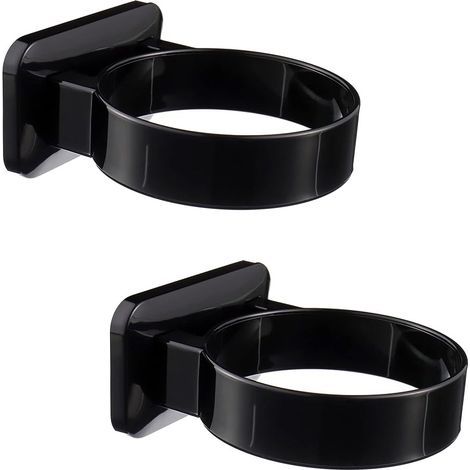 Ensemble de deux supports de sèche-cheveux noirs, auto-adhésifs et sans perçage (1/5)