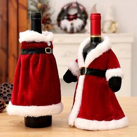 Décoration de Noël - - Ensemble de bouteilles de vin - Jupe créative - 24cm x 24cm (1/5)
