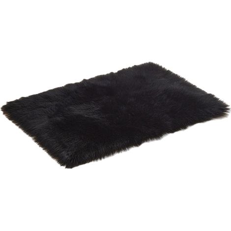 Tapis shaggy moelleux et moderne, antidérapant, pour chambre à coucher - Noir 40-60 cm (1/2)