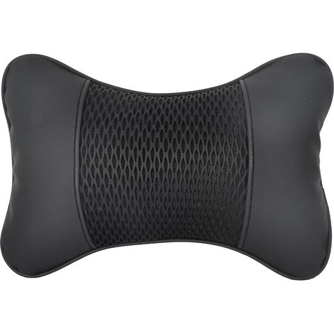 Car Headrest PU Leather Comfortable 28 x 18 cm Car Seat Headrest Breathable Anti-Fatigue Shock Absorption Car Accessories Black (1/5)