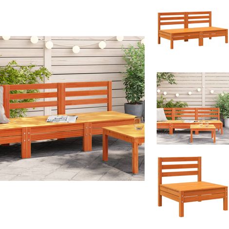 Canapés de jardin sans accoudoirs 2 pcs cire marron bois massif vidaXL