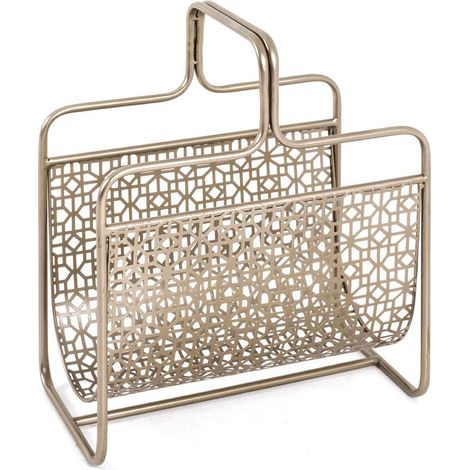 Porte-journaux en métal doré, panier à magazines, porte-journaux - Dimensions : L 37 x H 45 x P 22 cm, Style : Art déco (1/5)