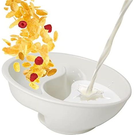 Bol à céréales à séparation sec/humide — Bol compartimenté pour salade de fruits (Blanc) (1/5)