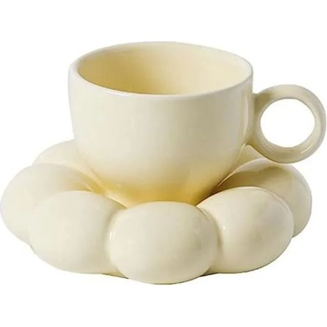 Tasse caf - Crative - Cramique - Jaune - Soucoupe en forme de nuage - Design contemporain jaune jaune SERVICE A CAFE (1/4)