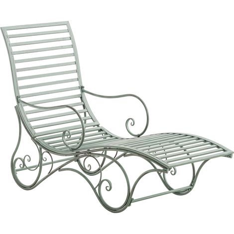 Chaise longue de jardin en fer style antique fer effet vieilli 140 cm MDJ10215 (1/5)