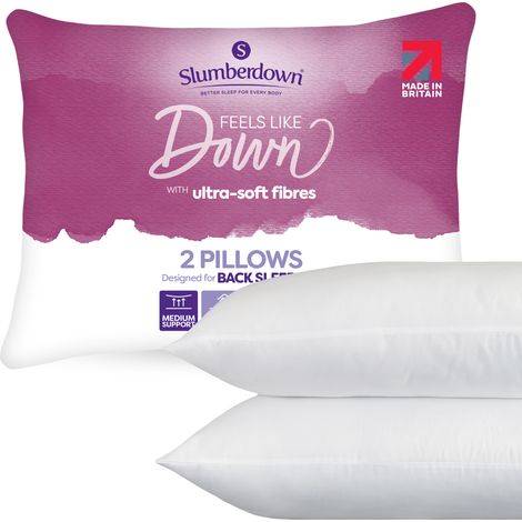 Slumberdown Feels Like Down Pillow, Medium Support, 2 Pack
