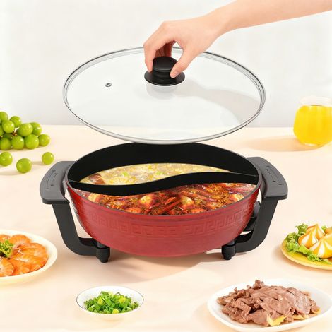 YISSALE-Elektrischer Hot-Pot für 3‑4 Personen - Haushalts-Heißtopf mit einstellbarer Temperatur, geeignet für Familienfeiern, Restaurants, Outdoor-Picknick und Studentenwohnheim (1/5)