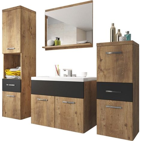 Conjunto de mueble de baño Sarasota 109, Nuez + Grafito