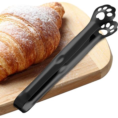 Pinzas de cocina de acero inoxidable con forma de pata de gato  Pinzas para repostería, ideales para ensaladas, hamburguesas y azúcar un utensilio colorido para escurrir aceite y agua, perfecto para r (1/5)