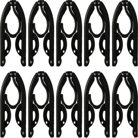 TuseRxln Cintre - Cintres de voyage - Pliable Portable - 10 pièces - Noir (1/5)