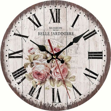 Horloge murale numérique silencieuse à chiffres romains pour murs 12 pouces. horloge à quartz silencieuse sans tic-tac à piles ronde facile à lire pour la maison/le bureau/la salle de classe/l (1/5)