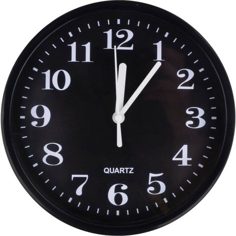 Orologio da parete nero TG71355, facile da leggere, con elegante lancetta dei secondi.