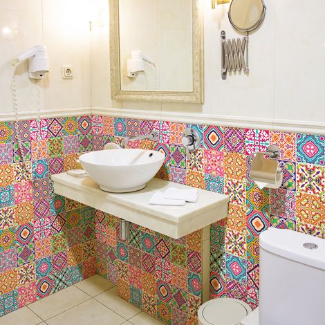 Sticker Mural Carrelage adhésif Cuisine Salle de Bain - 60 STICKERS CARRELAGES AZULEJOS AIDA - 60stickers15x15cm (1/5)