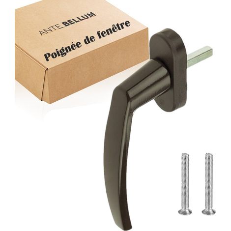 1 Poignée De Fenêtre, Aluminium Marron, Tige 35 Mm, Pour Porte Balcon Et Terrasse