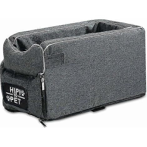 Siège auto compatible avec les chats et les chiens pesant moins de 6 kg, sac de transport respirant pour chien, portable et doux, amovible et lavable, gris. (1/5)