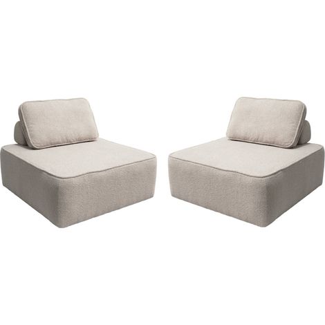 sweeek - 2er-Set Sessel Einsitzer für modulares Bouclé-Sofa, Bouclé, Beige
