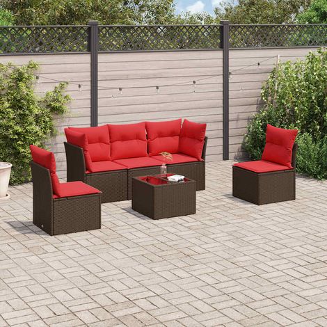 8-tlg. Garten-Sofagarnitur mit Kissen Braun Poly Rattan vidaXL (1/4)