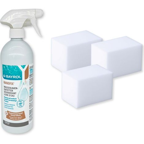 BAYROL Set Randfix 0,70 Liter Spray & BAYROL Reinigungsschwamm (3 Schwämme)
