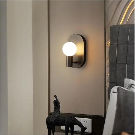 Appliques murales en verre couleur cuivre moderne, idéales pour les chambres, les couloirs et les salles à manger. / Noir / Lumière blanc chaud (1/5)