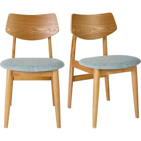 Sedie scandinave in legno chiaro e tessuto celadon (set di 2) ELION