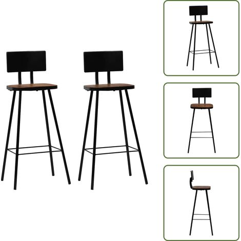 Tabourets de bar lot de 2 bois massif de récupération - Chaises De Bar - Tabourets De Bar - Meubles Industriels - Mobilier Vintage - Chaises Design (1/5)