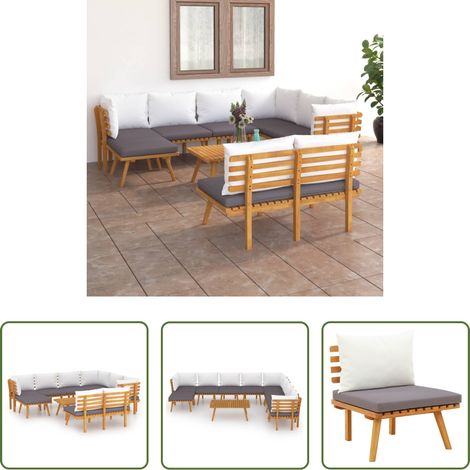vidaXL Akazienholz - 9-tlg. Garten-Lounge-Set mit Kissen Massivholz Akazie (1/5)