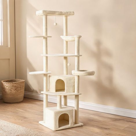 Arbre à chat beige en spanplatte Polyester 59 x 59 x 200 cm (1/5)
