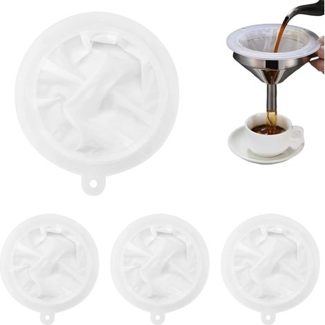 4-teiliges 13-cm-Lebensmittelfilterset, Feinsieb-Trichterfilter aus Nylongewebe (200, 300, 400, 450 Mesh), Marmeladenfilter, Feinsieb mit Maschenweite, Küchenfilter für Saft, Wein, Kaffee und Milch (1/5)