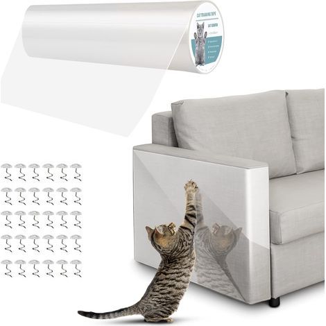Roll of 30x300cm Anti-Scratch Cat Protector, Transparent Adhesive for Sofa and Furniture (1/5)