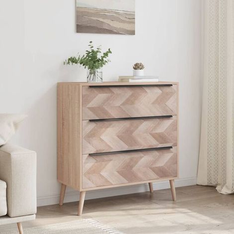 Meuble de Toilette avec Lavabo 80 cm, Couleur Chêne Sonoma, Meuble Vasque Salle de Bain Moderne avec Rangements, 80x38.5x87 cm (1/5)