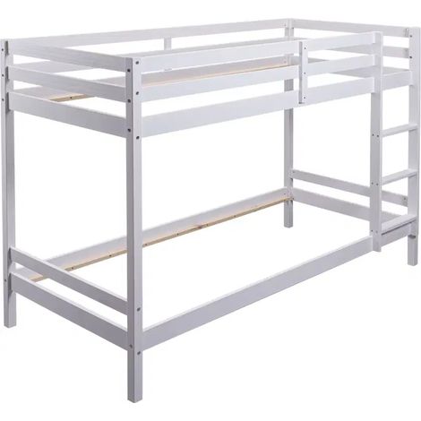 Lit Combiné Superposé pour Enfant 90x200 cm, coloris blanc - Longueur 207 x Profondeur 96 x Hauteur 150 cm (1/5)