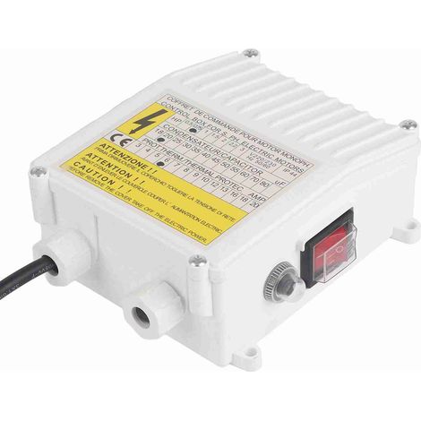 Coffret de commande pour pompe immergée puits profond domestique 0.55KW 0.5HP 20uf 5A prise UE 220V avec disjoncteur thermique intégré en ABS (1/5)