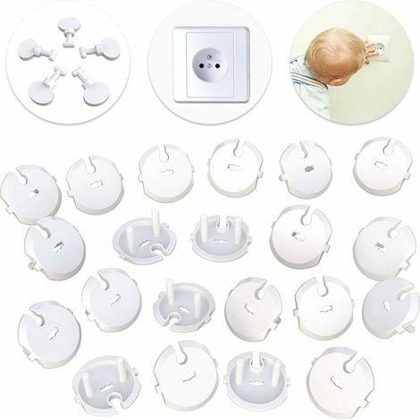 30 Stück (25 Abdeckungen + 5 Schlüssel) Spezielle französische kindersichere Steckdosenabdeckungen mit Drehmechanismus - Kein Klebstoff und hinterlässt keine Rückstände an den Steckdosen (1/5)
