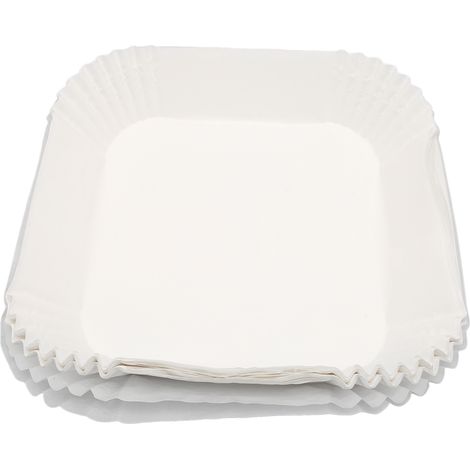 100 Feuilles jetables antiadhésives pour friteuse - Papier cuisson huilé imperméable - Compatible micro-ondes et poêle - Format carré blanc
