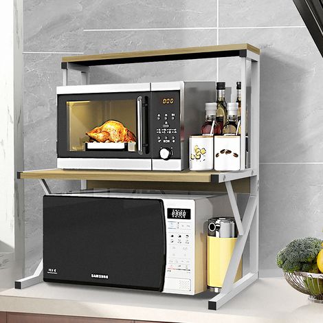 Micro-Ondes Tablette, Support de Rangement pour Comptoir, Support de Micro-Ondes, Noyer (1/5)