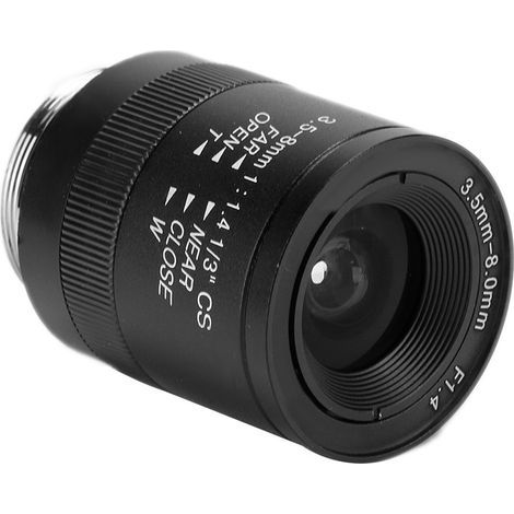 Objectif CCTV manuel en alliage d'aluminium 720P, monture CS, ouverture F1.4, focale 3.5-8mm (1/5)