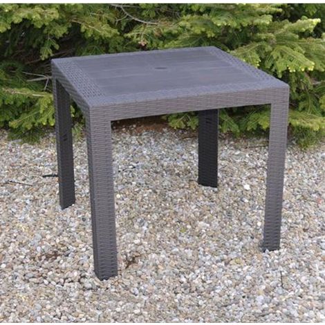 Tavolo quadrato in resina effetto rattan Boheme - Black
