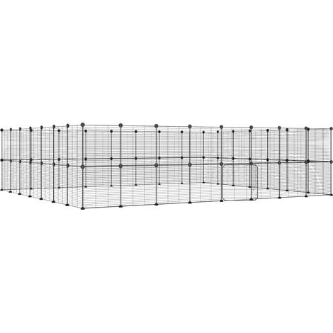 Cage,Enclos pour animaux de compagnie à 60 panneaux et porte Noir 35x35 cm -56894 (1/3)