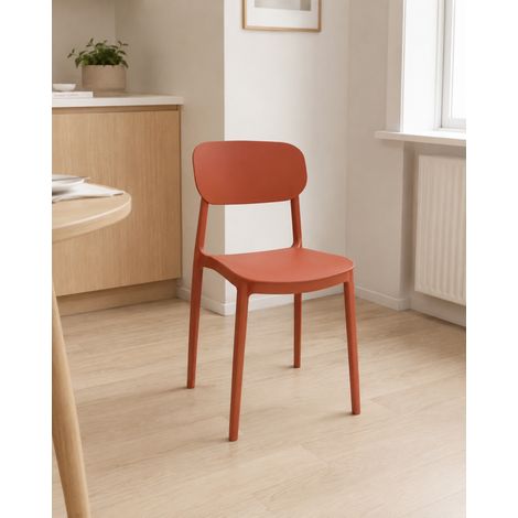 Sedia Impilabile in Polipropilene Terracotta h 75,5 cm Design Moderno Leggera - Mood Domo Mea